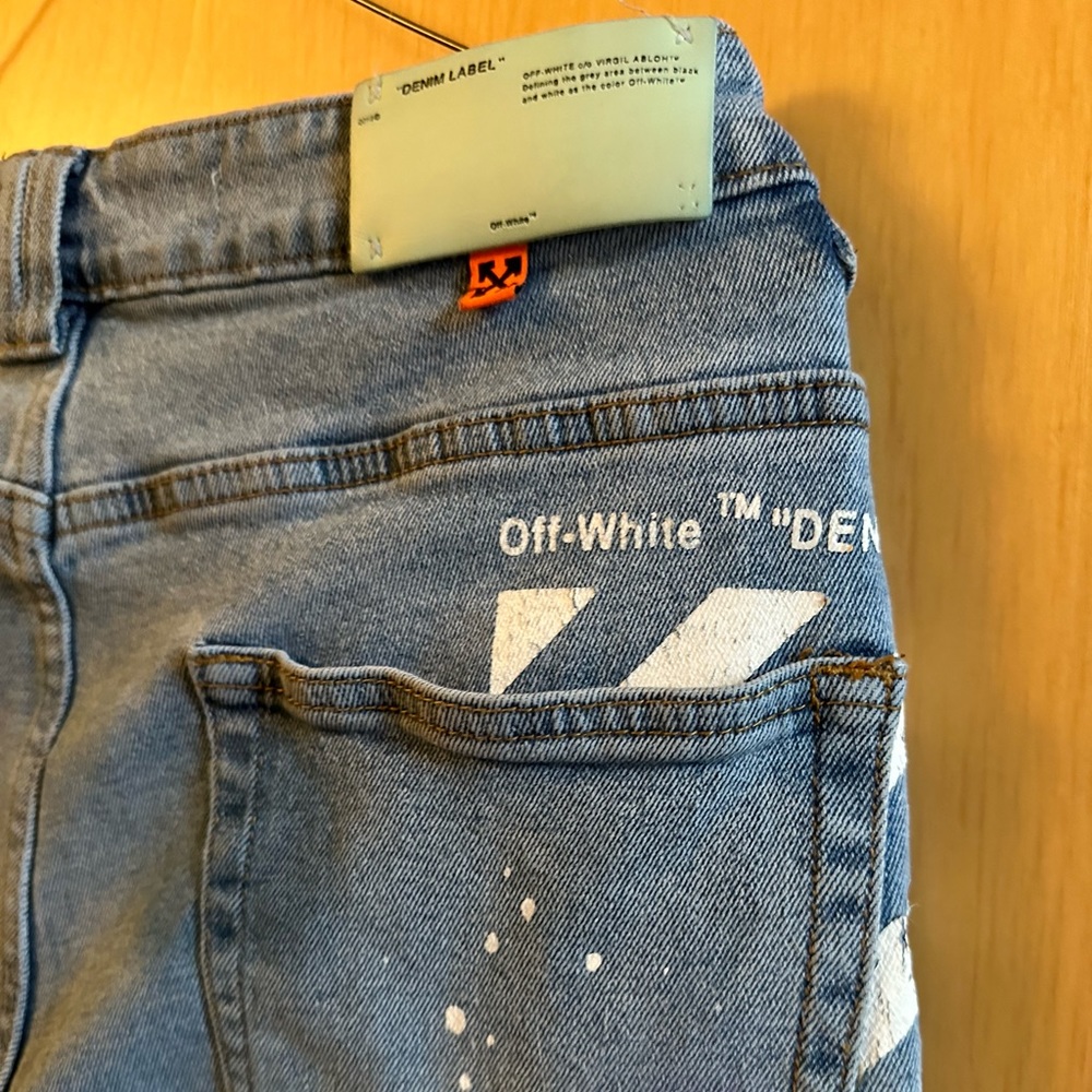 Off White Denim Virgil Abloh Paint Spray Splatter Skinny Jeans